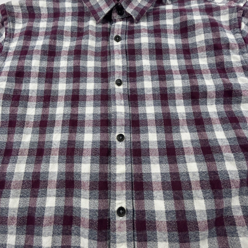 Black Brown 1826 Heavy Flannel Shirt Mens‎ XL Burgundy Gray Plaid Long Sleeve - Picture 8 of 15